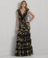 ფოტო #1 პროდუქტის Women's Tiered Ruffled Floral Gown