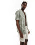 Фото #1 товара ONLY & SONS revere collar linen mix shirt in sage Hawaiian print