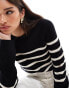 Vero Moda crew neck jumper in cream with black stripes