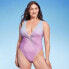 Фото #3 товара Women's Twist-Front Plunge One Piece Swimsuit - Shade & Shore Blue/Purple Ombre