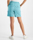 Petite Mid Rise Zig Zag Stitch Cargo Shorts, Created for Macy's