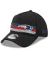 Фото #1 товара Men's Black New England Patriots Flawless Stripe 39THIRTY Flex Hat