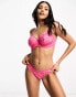 Фото #4 товара Ivory Rose bold floral lace v front thong in hot pink