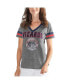 ფოტო #5 პროდუქტის Women's Gray and Red Washington Wizards Walk Off Crystal Applique Logo V-Neck T-shirt