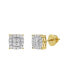 Round Cut Natural Diamond (0.31 cttw) 14k Yellow Gold Earrings Rounded Square Design