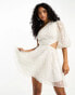 Фото #3 товара ASOS DESIGN embellished organza asymmetric one sleeve mini dress in white