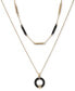 Фото #1 товара DKNY gold-Tone Black Bar & Circle Layered Pendant Necklace, 16" + 3" extender