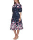 Women's Cotton Puff-Sleeve Floral Midi Dress