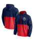 Фото #1 товара Men's Navy and Red Washington Wizards Anorak Block Party Windbreaker Half-Zip Hoodie Jacket