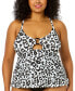 ფოტო #1 პროდუქტის Plus Size O-Ring Keyhole Scoop-Neck Tankini Top