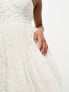 Фото #3 товара Maya Petite Bridal allover embellished mini dress with full skirt in ivory