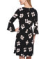 Printed Jersey Bell Sleeve A-line Dress