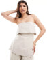 Фото #1 товара Pretty Lavish linen blend bandeau top co-ord in stone