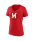 ფოტო #3 პროდუქტის Women's Red Maryland Terrapins Evergreen Logo V-Neck T-shirt