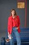 Фото #1 товара Oversize Fit Cep Kapaklı Kırmızı Blazer Ceket X0017az23au