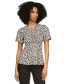 ფოტო #1 პროდუქტის MICHAEL Women's Printed Keyhole Flutter-Sleeve Top