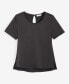 Фото #5 товара Women's Satin Relaxed Short-Sleeve Top, Created for Macy's