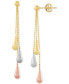ფოტო #1 პროდუქტის Tri-Gold Linear Drop Earrings in 14k Gold, White Gold and Rose Gold, 2 inch