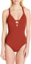 Фото #1 товара Seafolly Women's 175765 Active Deep V Plunge Maillot One Piece Swimsuit Size 8