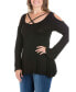 Women's Plus Size Criss Cross Cold Shoulder Top