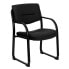 Black Leather Executive Side Reception Chair With Sled Base