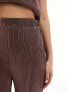 In The Style plisse wide leg trousers co-ord in chocolate