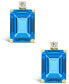 Blue Topaz (4 ct.t.w) and Diamond Accent Stud Earrings in 14K Yellow Gold