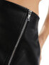 Фото #3 товара Simmi wrap front leather look mini skirt in black