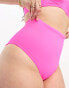 ASOS DESIGN Curve mix and match high waist bikini bottom in bright pink