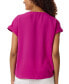 ფოტო #3 პროდუქტის Women's Crewneck Short-Sleeve Button-Trim Top