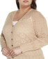 Фото #3 товара Black Label Plus Size Pointelle Button Front Cardigan Sweater