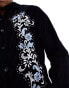 Фото #3 товара ASOS DESIGN regular fit velvet shirt with embroidery in navy