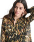 Women's Printed Chiffon Button-Front Blouse