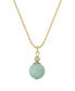 Gold-Tone Semi Precious Turquoise Round Beaded Drop 18" Necklace