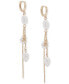 Gold-Tone Pearl & Chain Charm Hoop Earrings