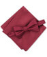 Фото #1 товара Men's Solid Texture Pocket Square and Bowtie, Created for Macy's