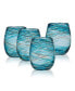 Color Swirl 16 Ounce Stemless Glass 4-Piece Set