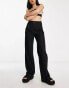 Фото #1 товара Stradivarius linen look wide leg trouser in black