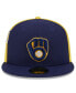 Фото #3 товара Men's Navy/Gold Milwaukee Brewers Gameday Sideswipe 59Fifty Fitted Hat