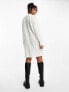 Pieces Curve high neck knitted mini jumper dress in cream