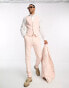 ASOS DESIGN skinny wool mix suit waistcoat in pastel pink herringbone