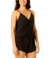 Фото #3 товара Juniors' V-Neck Front-Cinch Sleeveless Romper, Created for Macy's