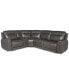 Фото #1 товара CLOSEOUT! Blairemoore 5-Pc. Leather Sectional with 1 USB Console and 3 Power Recliners, Created for Macy's