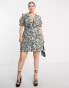 Фото #3 товара ASOS DESIGN Curve tie front mini dress with ruffle skirt in floral print