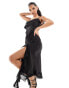 Фото #2 товара Kaiia cowl neck ruffle hem maxi dress in black