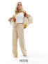 River Island Petite wide leg jogger trouser with side stripe in beige