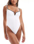 Free Society contrast v front swimsuit in white and black