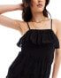 IIsla & Bird maxi strappy broderie beach dress in black