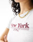 Cotton On fitted shrunken t-shirt in grey with New York graphic