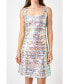 Фото #3 товара Women's Striped Woven A-line Mini Dress With Sequins